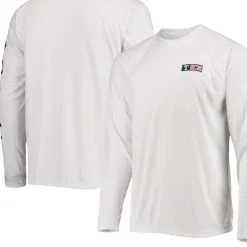 Columbia Men's White Texas Rangers Americana Terminal Tackle Omni-Shade Long Sleeve Raglan T-Shirt