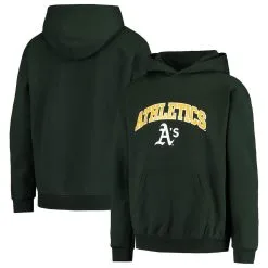 Stitches Youth Green Oakland Athletics Pullover Fleece Hoodie