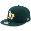 New Era Men's Green Oakland Athletics Road Authentic Collection On Field 59FIFTY Performance Fitted Hat