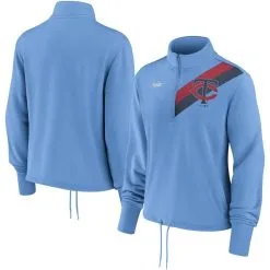Nike Women's Light Blue Minnesota Twins 1965 Cooperstown Collection Rewind Stripe Performance Half-Zip Pullover