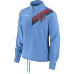 Nike Women's Light Blue Minnesota Twins 1965 Cooperstown Collection Rewind Stripe Performance Half-Zip Pullover -Minnesota Twins Shop DSCO1136759376 1191 ALT2