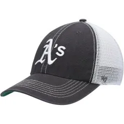'47 Men's Graphite/White Oakland Athletics Trawler Clean Up Trucker Snapback Hat