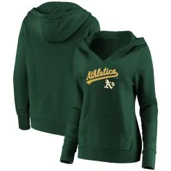 Fanatics Branded Women's Green Oakland Athletics Core Team Lockup V-Neck Pullover Hoodie