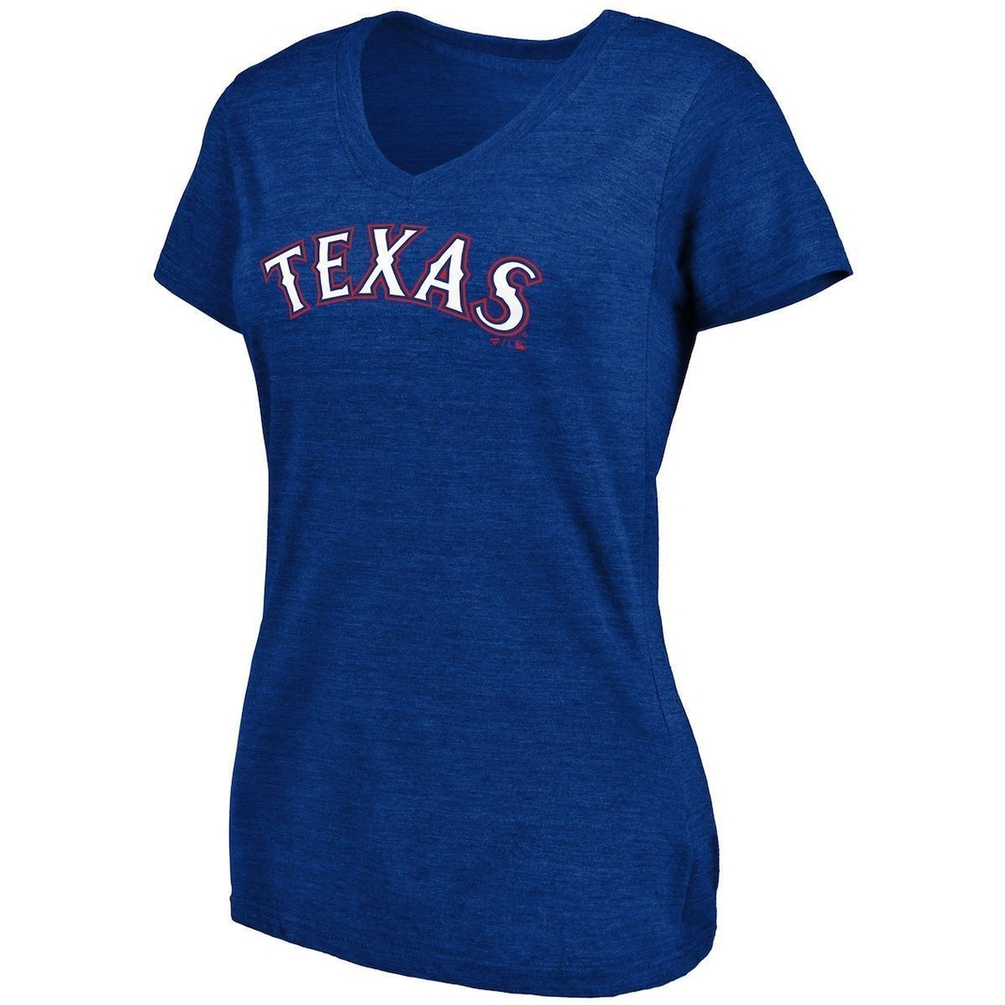 Fanatics Branded Women's Heathered Royal Texas Rangers Wordmark Tri-Blend V-Neck T-Shirt 3 Fanatics Branded Women's Heathered Royal Texas Rangers Wordmark Tri-Blend V-Neck T-Shirt - Image 3