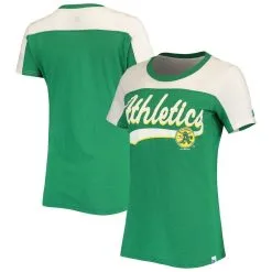 Starter Women's Green/White Oakland Athletics Kick Start T-Shirt