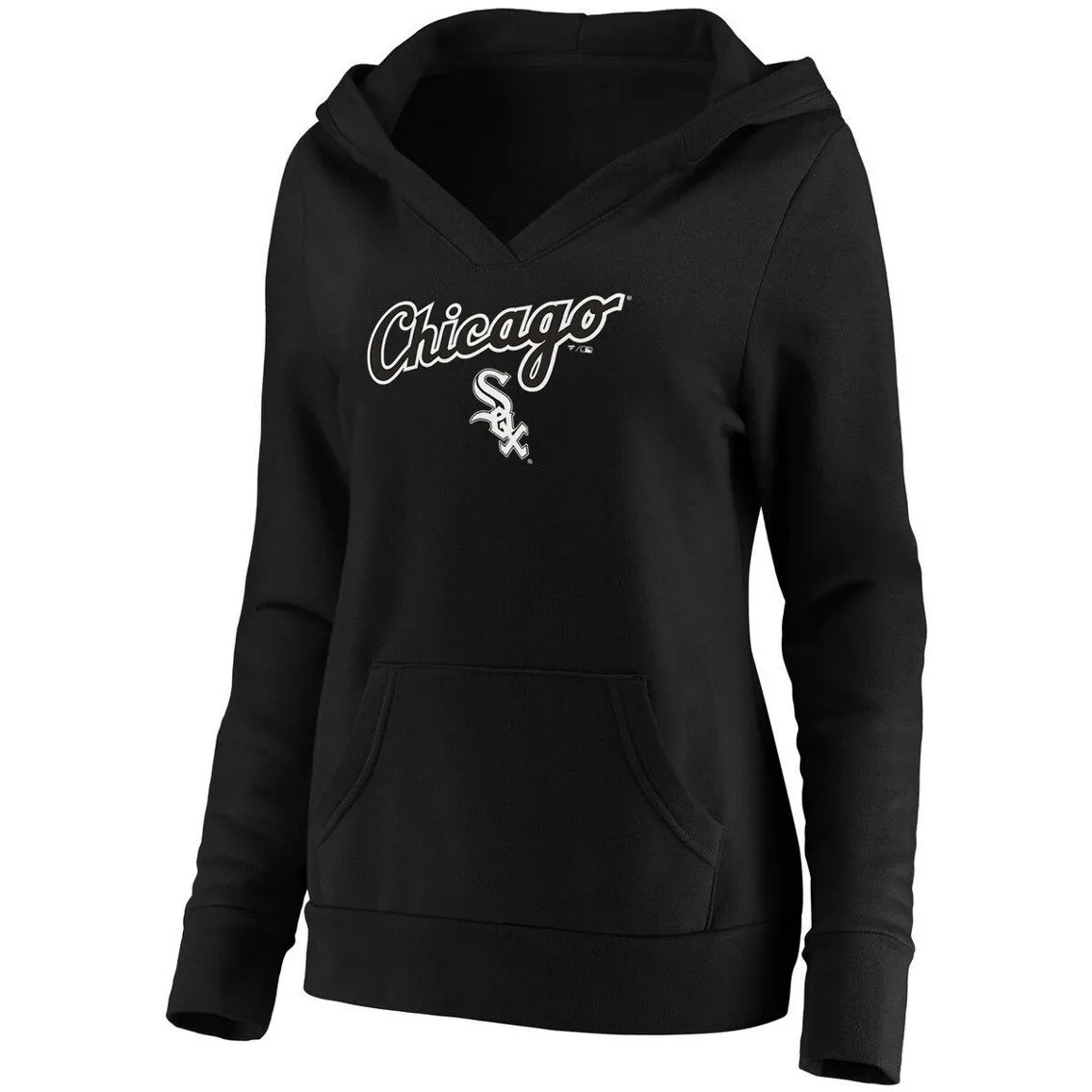Fanatics Branded Women's Black Chicago White Sox Core Team Lockup V-Neck Pullover Hoodie 3 Fanatics Branded Women's Black Chicago White Sox Core Team Lockup V-Neck Pullover Hoodie - Image 3