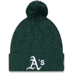 New Era Women's Green Oakland Athletics Brisk Cuffed Knit Hat With Pom