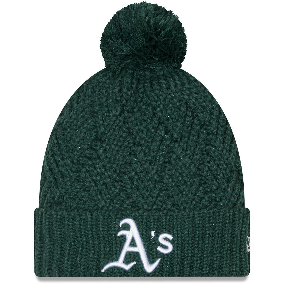 New Era Women's Green Oakland Athletics Brisk Cuffed Knit Hat With Pom 1 New Era Women's Green Oakland Athletics Brisk Cuffed Knit Hat With Pom