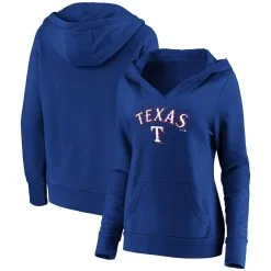 Fanatics Branded Women's Royal Texas Rangers Core Team Lockup V-Neck Pullover Hoodie