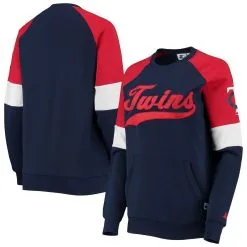 Starter Women's Navy/Red Minnesota Twins Playmaker Raglan Pullover Sweatshirt