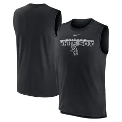 Nike Men's Black Chicago White Sox Knockout Stack Exceed Performance Muscle Tank Top