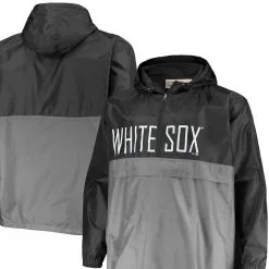 Profile Men's Black/Gray Chicago White Sox Big & Tall Split Body Anorak Half-Zip Jacket
