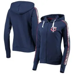G-III 4Her By Carl Banks Women's Navy Minnesota Twins Game Changer Raglan Full-Zip Hoodie