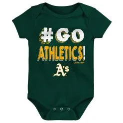 Outerstuff Infant Green/Gold/Gray Oakland Athletics Born To Win 3-Pack Bodysuit Set -Minnesota Twins Shop DSCO1136767718 2041 ALT2