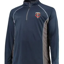 Fanatics Branded Men's Navy/Charcoal Minnesota Twins Big & Tall Pebble Raglan Quarter-Zip Jacket -Minnesota Twins Shop DSCO1136769819 1320 ALT2
