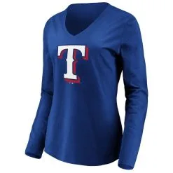 Fanatics Branded Women's Royal Texas Rangers Official Logo Long Sleeve V-Neck T-Shirt -Minnesota Twins Shop DSCO1136769954 1350 ALT2