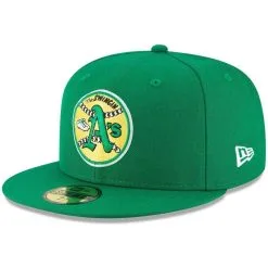 New Era Men's Green Oakland Athletics Cooperstown Collection Logo 59FIFTY Fitted Hat