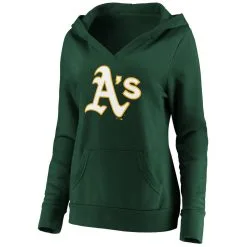 Fanatics Branded Women's Green Oakland Athletics Official Logo Crossover V-Neck Pullover Hoodie -Minnesota Twins Shop DSCO1136771531 2041 ALT2