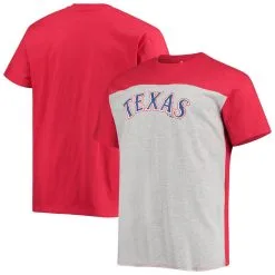 Fanatics Branded Men's Red/Heathered Gray Texas Rangers Big & Tall Colorblock T-Shirt