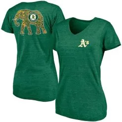 Fanatics Branded Women's Green Oakland Athletics Paisley Hometown Collection Tri-Blend V-Neck T-Shirt