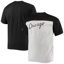 Fanatics Branded Men's Black/Heathered Gray Chicago White Sox Big & Tall Colorblock T-Shirt