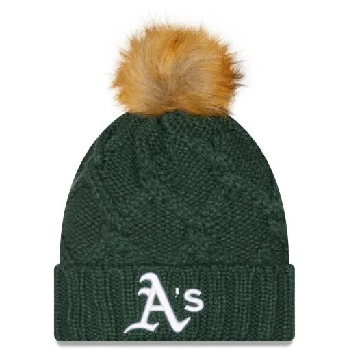 New Era Women's Green Oakland Athletics Luxe Cuffed Knit Hat With Pom -Minnesota Twins Shop DSCO1136773415 2041