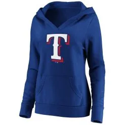 Fanatics Branded Women's Royal Texas Rangers Official Logo Crossover V-Neck Pullover Hoodie -Minnesota Twins Shop DSCO1136775340 1350 ALT2