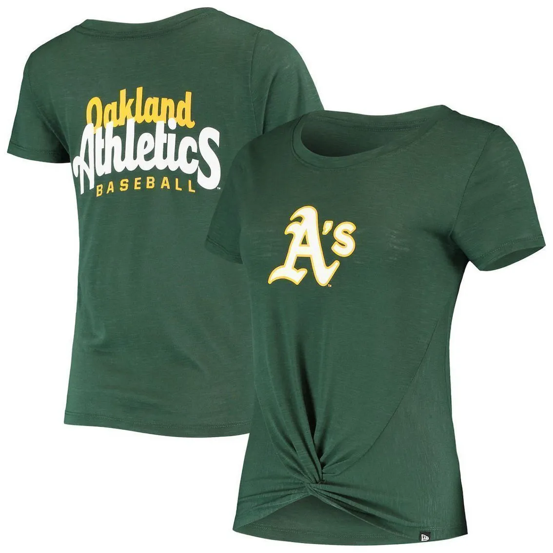 New Era Women's Green Oakland Athletics 2-Hit Front Twist Burnout T-Shirt 2 New Era Women's Green Oakland Athletics 2-Hit Front Twist Burnout T-Shirt - Image 2