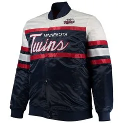 Mitchell & Ness Men's Navy/Red Minnesota Twins Big & Tall Coaches Satin Full-Snap Jacket -Minnesota Twins Shop DSCO1136777400 REDBLU ALT2