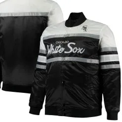 Mitchell & Ness Men's Black/White Chicago White Sox Big & Tall Coaches Satin Full-Snap Jacket