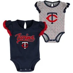 Outerstuff Newborn & Infant Navy/Heathered Gray Minnesota Twins Scream & Shout Two-Pack Bodysuit Set