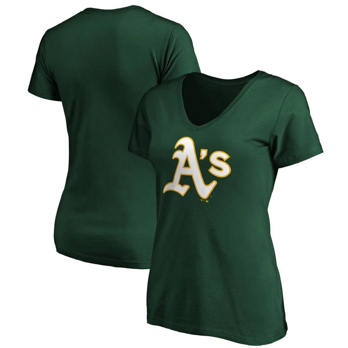 Fanatics Branded Women's Green Oakland Athletics Plus Size Core Official Logo V-Neck T-Shirt 2 Fanatics Branded Women's Green Oakland Athletics Plus Size Core Official Logo V-Neck T-Shirt - Image 2