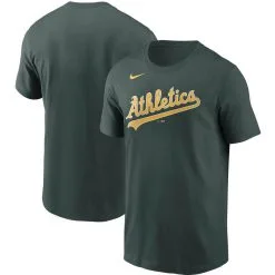 Nike Men's Green Oakland Athletics Team Wordmark T-Shirt