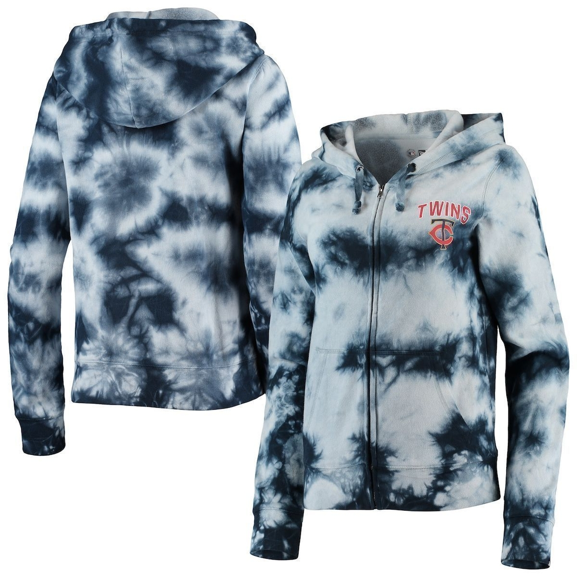 New Era Women's Navy Minnesota Twins Tie-Dye Fleece Full-Zip Hoodie 1 New Era Women's Navy Minnesota Twins Tie-Dye Fleece Full-Zip Hoodie