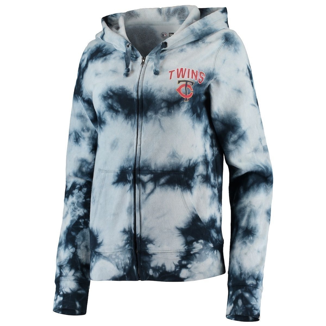 New Era Women's Navy Minnesota Twins Tie-Dye Fleece Full-Zip Hoodie 3 New Era Women's Navy Minnesota Twins Tie-Dye Fleece Full-Zip Hoodie - Image 3