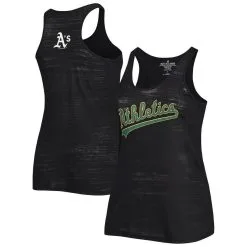 Soft As A Grape Women's Black Oakland Athletics Plus Size Swing For The Fences Tri-Blend Racerback Tank Top