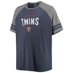 Profile Men's Heathered Navy/Heathered Gray Minnesota Twins Big & Tall Two-Stripe Raglan Tri-Blend T-Shirt -Minnesota Twins Shop DSCO1136780827 SXT5 ALT2