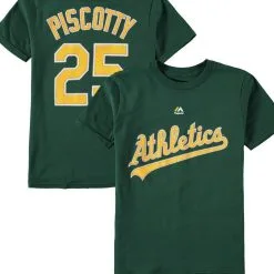 Majestic Youth Stephen Piscotty Green Oakland Athletics Name & Number T-Shirt