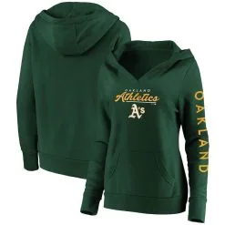 Women's Fanatics Branded Green Oakland Athletics Core High Class Crossover Pullover Hoodie