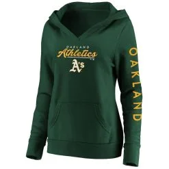Women's Fanatics Branded Green Oakland Athletics Core High Class Crossover Pullover Hoodie -Minnesota Twins Shop DSCO1136782687 2041 ALT2