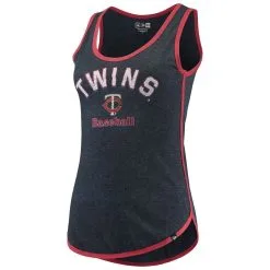 New Era Women's Heathered Navy Minnesota Twins Contrast Binding Scoop Neck Tank Top -Minnesota Twins Shop DSCO1136783167 SXT5 ALT2