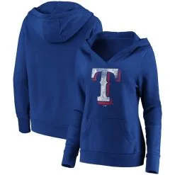 Fanatics Branded Women's Royal Texas Rangers Core Team Crossover V-Neck Pullover Hoodie