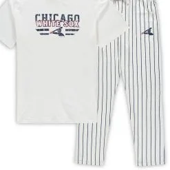 Concepts Sport Men's White/Navy Chicago White Sox Big & Tall Pinstripe Sleep Set