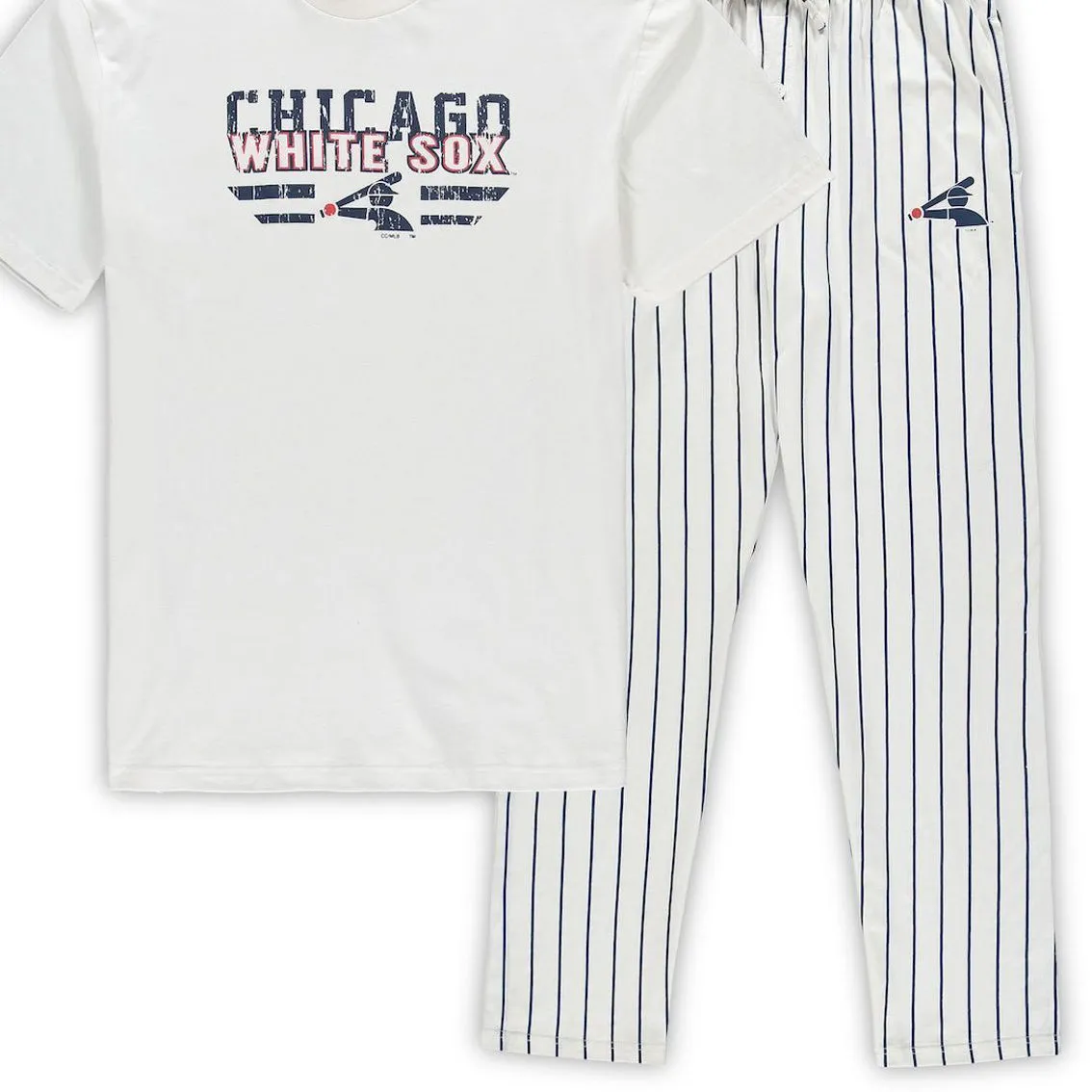 Concepts Sport Men's White/Navy Chicago White Sox Big & Tall Pinstripe Sleep Set 1 Concepts Sport Men's White/Navy Chicago White Sox Big & Tall Pinstripe Sleep Set