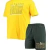 Concepts Sport Men's Green/Gold Oakland Athletics Meter T-Shirt And Shorts Sleep Set