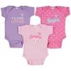 Soft As A Grape Girls Infant Pink/Purple Texas Rangers 3-Pack Rookie Bodysuit Set