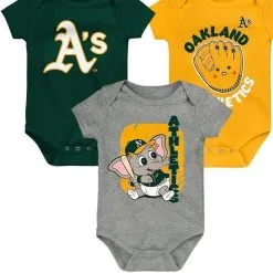 Outerstuff Newborn & Infant Green/Gold/Gray Oakland Athletics Change Up 3-Pack Bodysuit Set