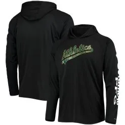 Columbia Men's Black Oakland Athletics Terminal Tackle Omni-Shade Raglan Pullover Hoodie