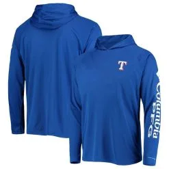 Columbia Men's Royal Texas Rangers Terminal Tackle Omni-Shade Raglan Pullover Hoodie