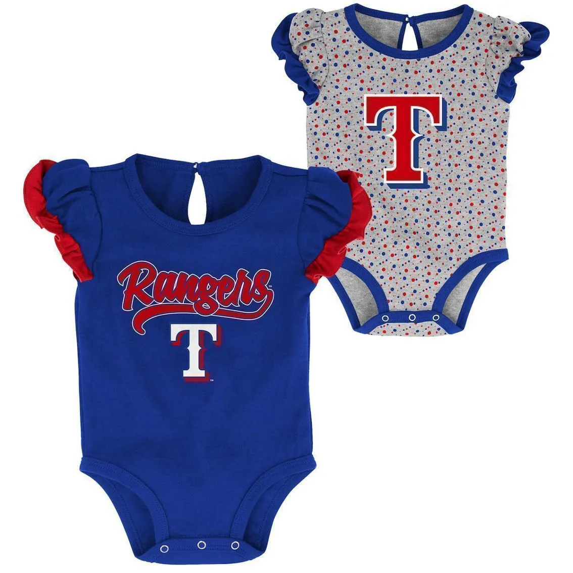 Outerstuff Girls Newborn & Infant Royal/Heathered Gray Texas Rangers Scream & Shout Two-Pack Bodysuit Set 1 Outerstuff Girls Newborn & Infant Royal/Heathered Gray Texas Rangers Scream & Shout Two-Pack Bodysuit Set